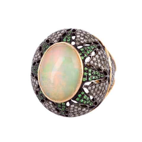 Opal & Emerald Dome Ring
