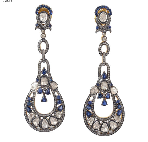 Diamond and Sapphire Estate Earrings