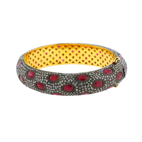 Pave Diamond & Ruby Bangle
