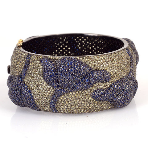 Sapphire & Diamond Floral Pave Bangle