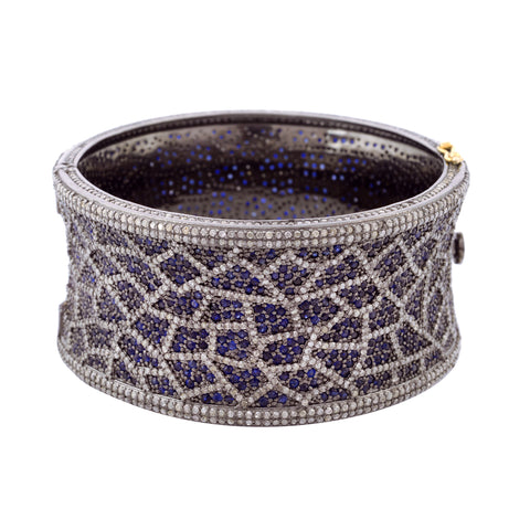 Mosaic Sapphire and Diamond Pave Bangle