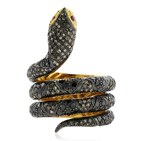 Black Diamond Snake Ring