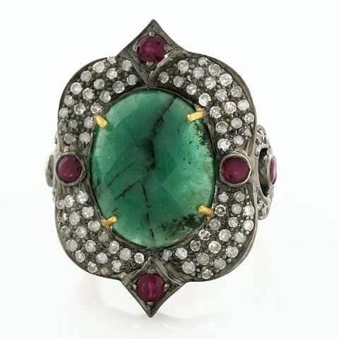 Emerald Peacock Ring