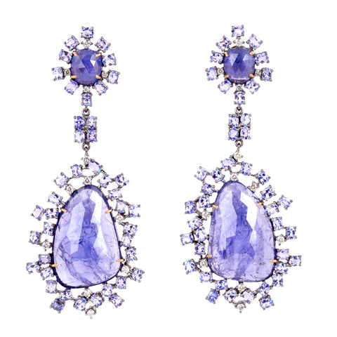 Tanzanite and Diamond Danglers