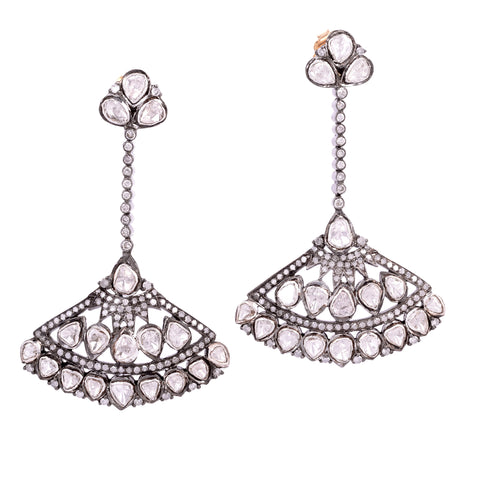 Polki Daimond Fan Earrings