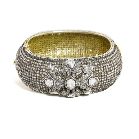 Vintage Estate Pave Bangle with Polki Embellishment
