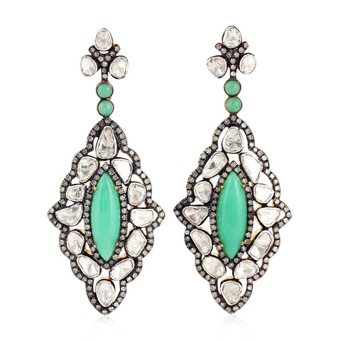Astro Green Chrysoprase Diamond Earring