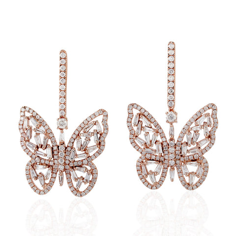 Rose Gold Diamond Butterfly Earrings