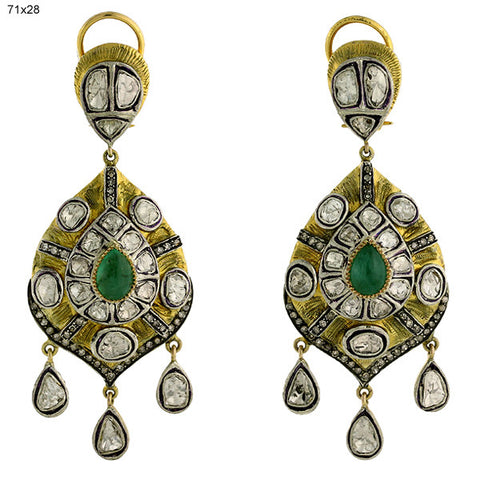 Diamond Gold and Emerald Taj Earring